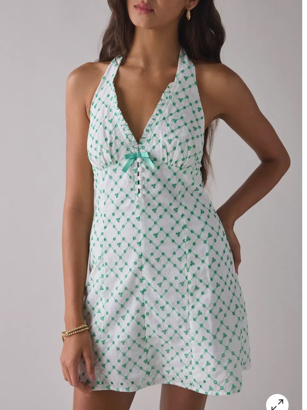 Urban Outfitters Kimchi Blue Charlie Eyelet Lace Halter Mini Dress, Size XL, NWT